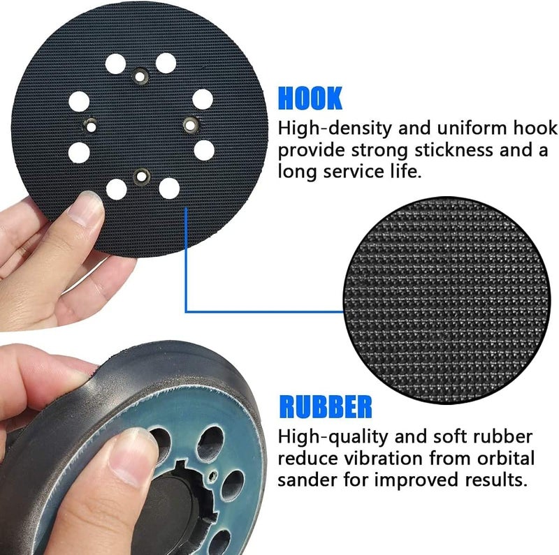Tockrop 2 Pack 5 Inch 8 Hole Hook and Loop Replacement Sanding Backing Pad Sander Pad for 5" Craftsman CMCW220B & CMEW231 Random Orbit Sander - Image 3